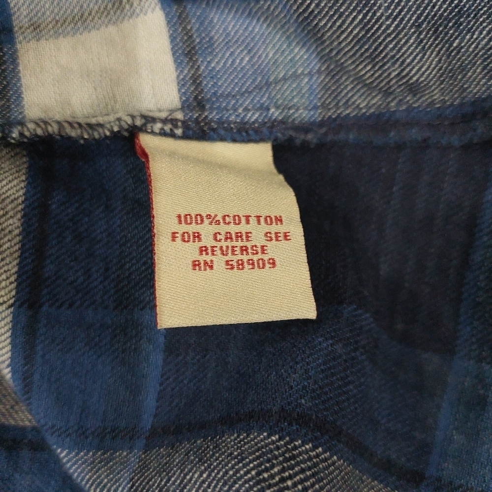 Reba Blue Flannel Blouse Sz M Snap Button Front 100% Cotton - Picture 11 of 12